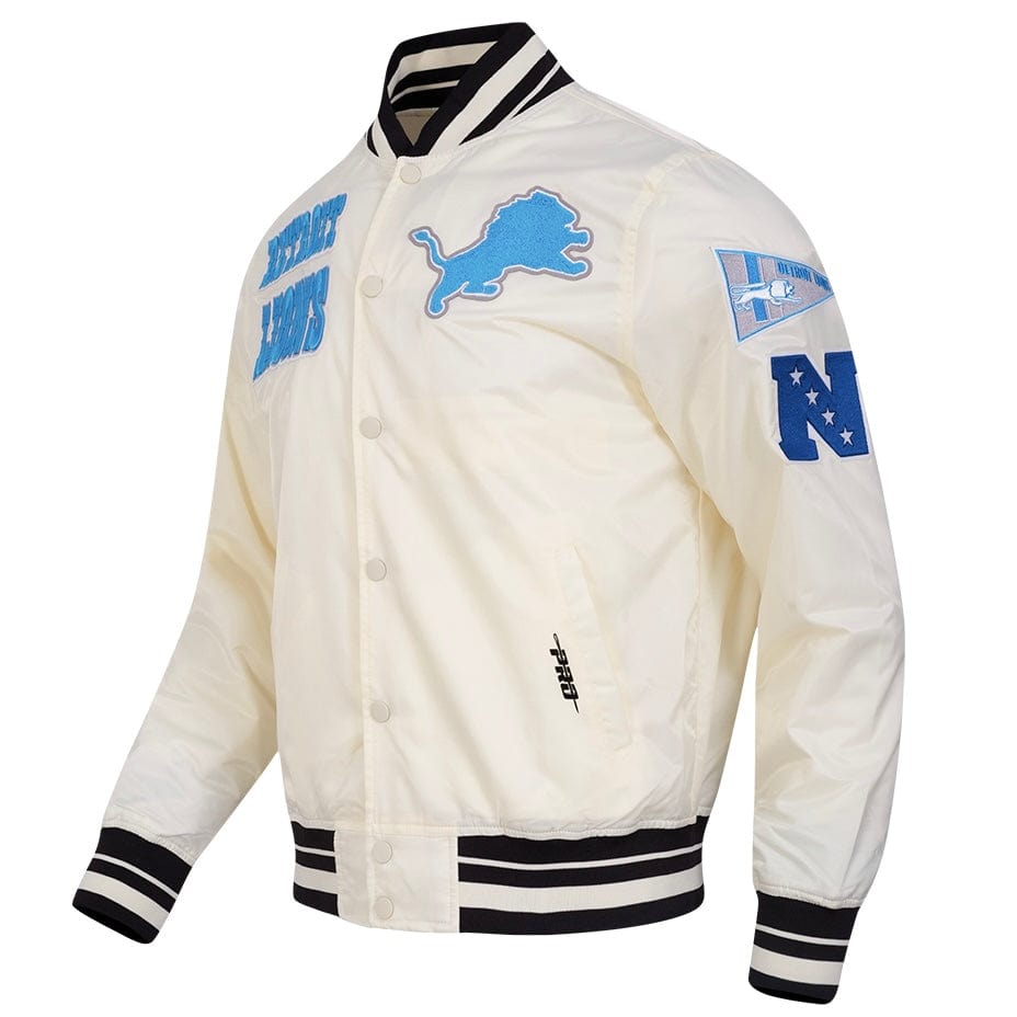Pro Standard Detroit Lions Men's Retro Classics Satin Jacket (Eggshell/Black)
