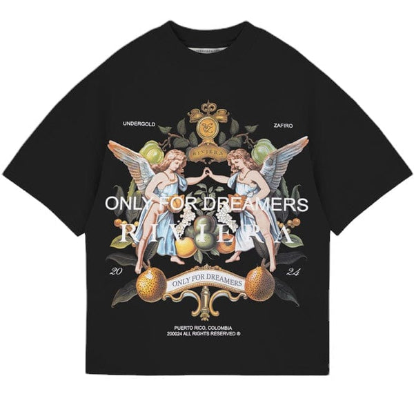 Undergold Riviera Fruit Angels Boxy T Shirt (Black)