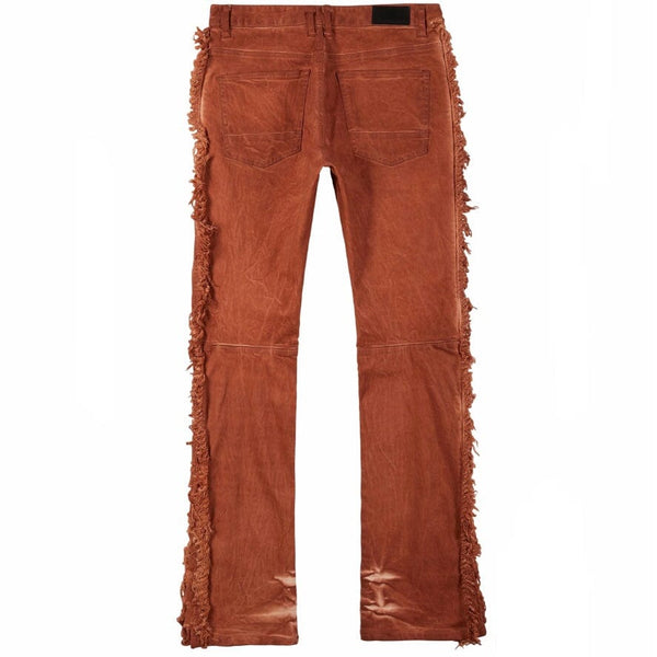 Smoke Rise Frayed Stacked Denim Jeans (Rust) JP23642
