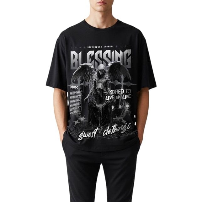 G West Rhinestone Blessing Tee (Black/Grey/White) GWRHJMT9287