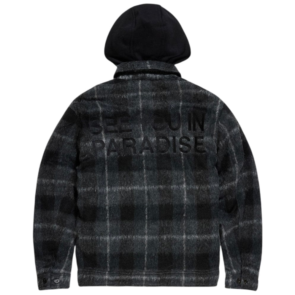 See You In Paradise Hooded Flannel Shacket (Black Shadow) 2568