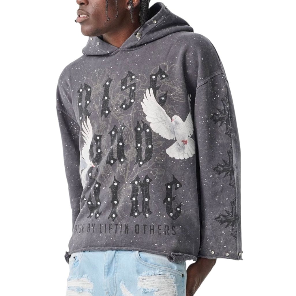Taker Rise & Shine Raw-Edge Cropped French Terry Hoodie (Grey) T5257