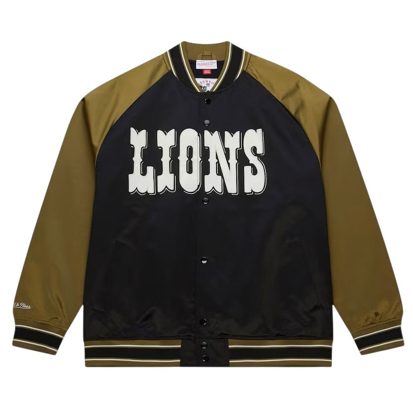 Mitchell & Ness NFL Detroit Lions Double Clutch Satin Jacket (Black/Olive)