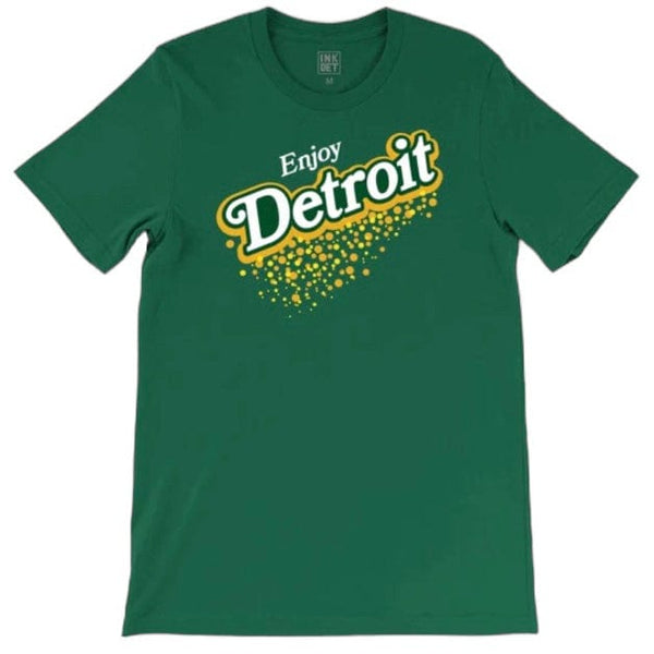 Ink Detroit Vintage "Enjoy Detroit" Ginger Ale T Shirt (Dark Green) 3038