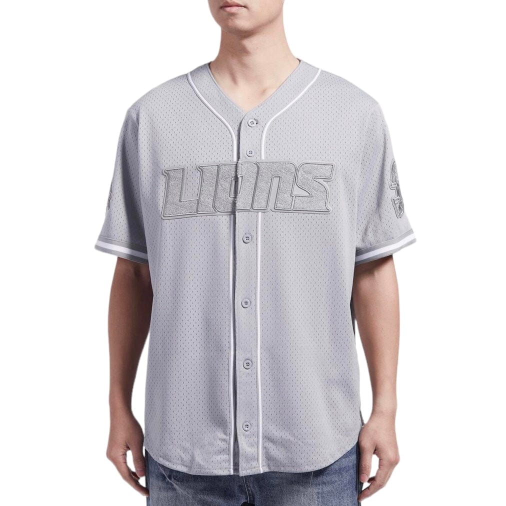 Pro Standard Detroit Lions Triple Tonal Mesh Button Down Shirt (Gray)