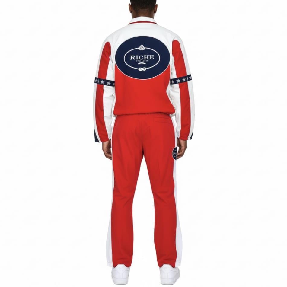 Vie Riche Star Studded Nylon Jacket & Pants Set (Red) VR1850/VR1851-RED