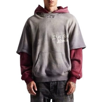 Diet Starts Monday Double Layer Hoodie (Washed Black/Maroon)