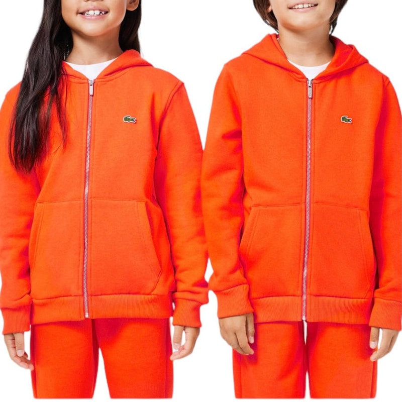 Kids Lacoste Kangaroo Pocket Zip-Up Hoodie (Orange) SJ9723-51
