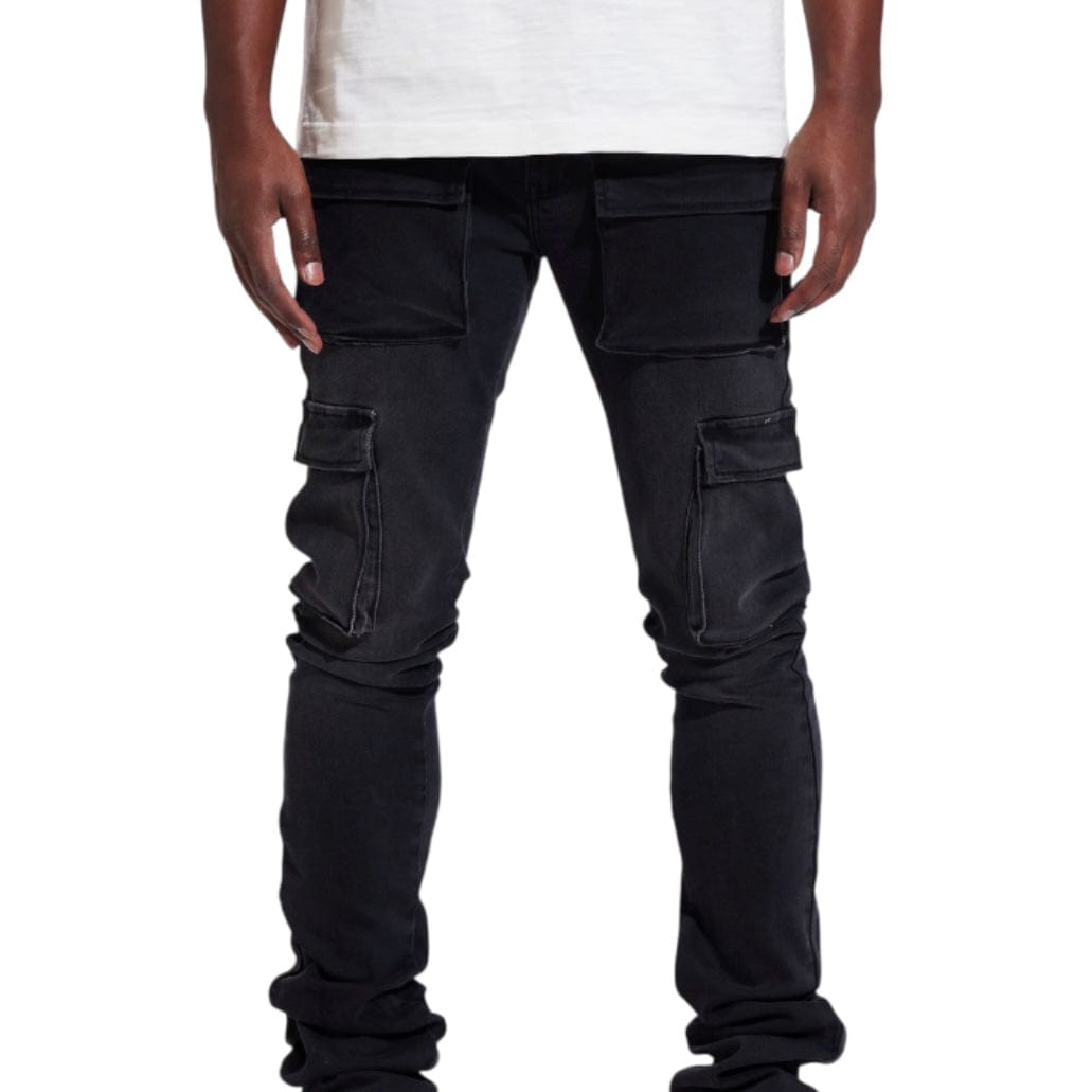 Crysp Jake Cargo Flare Denim Jean (Black) CRYSUM25-106