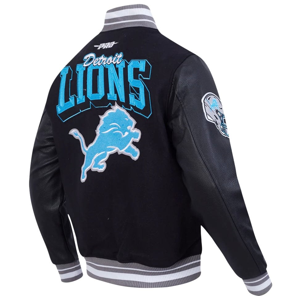 Pro Standard NFL Detroit Lions Team Badge Men's Varsity Jacket (Black/Gray)