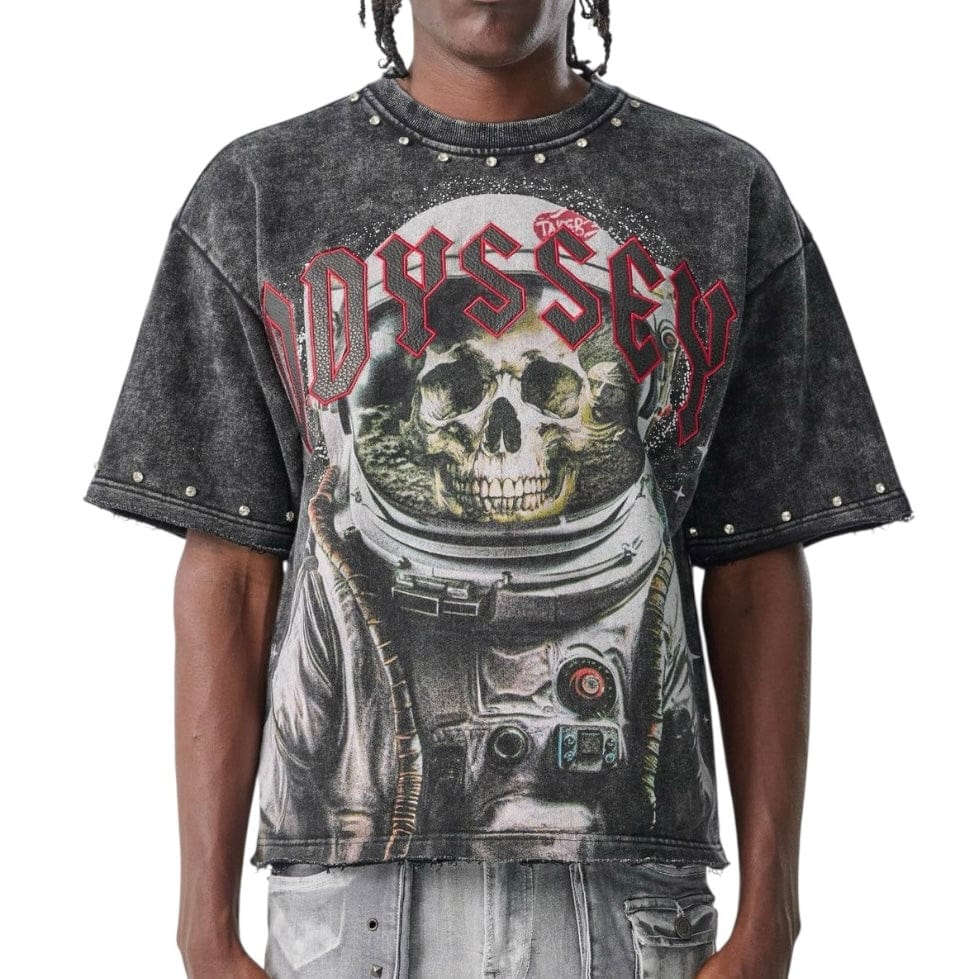Taker Digital Print Cropped T Shirt (Black) T5202
