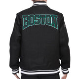 Pro Standard Boston Celtics Crest Emblem Rib Wool Varsity Jacket (Black)