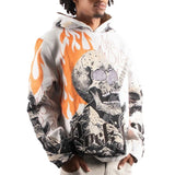 Majestik Rockon Rhinestone Tapestry Jacquard LS Hoodie (Off White) TH2482