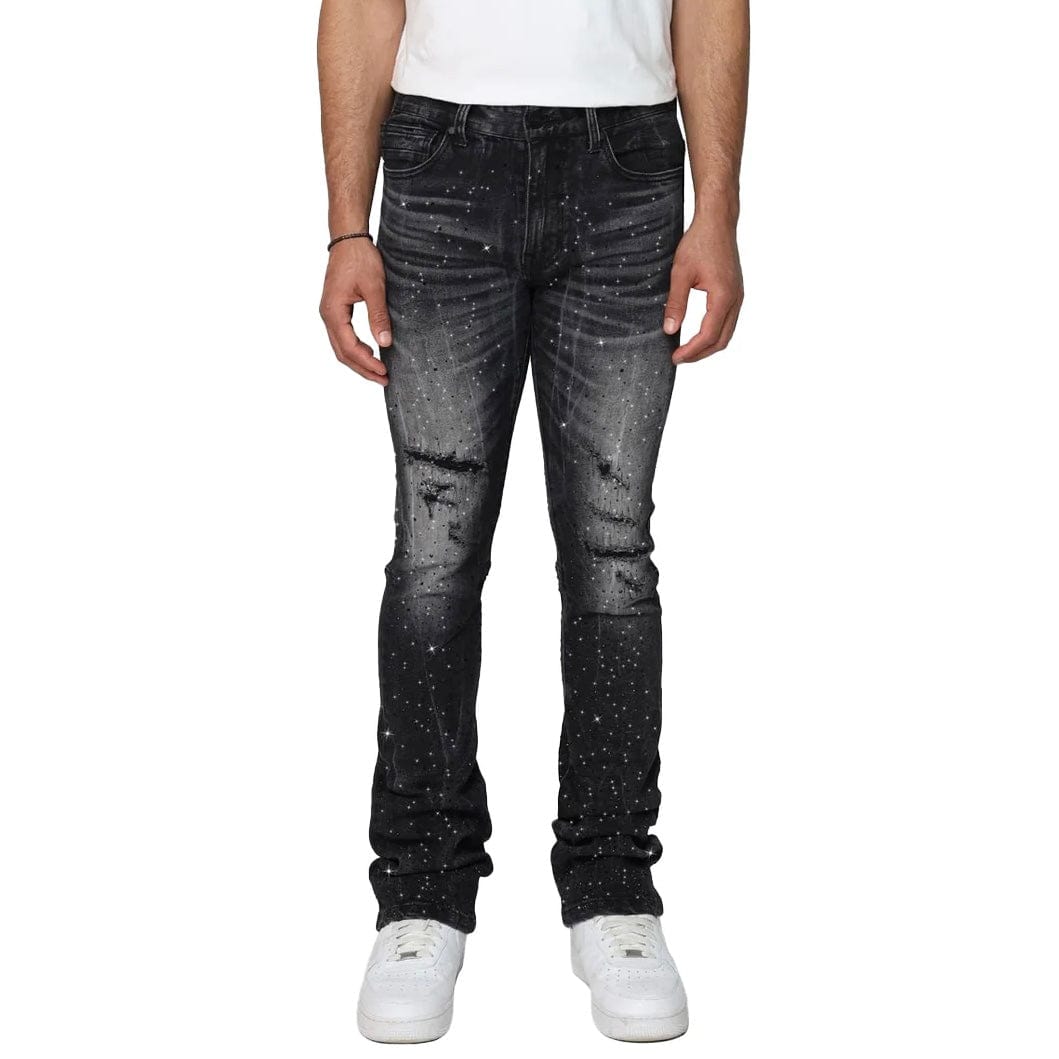 Smoke Rise Stacked All Rhinestone Jean (Hematite Black) JP25536