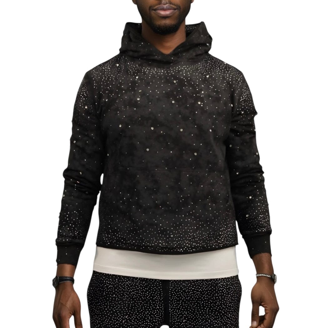 BKYS Stone Rivet Hoodie & Stacked Pants Set (Black)