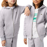 Kids Lacoste Kangaroo Pocket Zip-Up Hoodie (Grey Chine) SJ9723-51