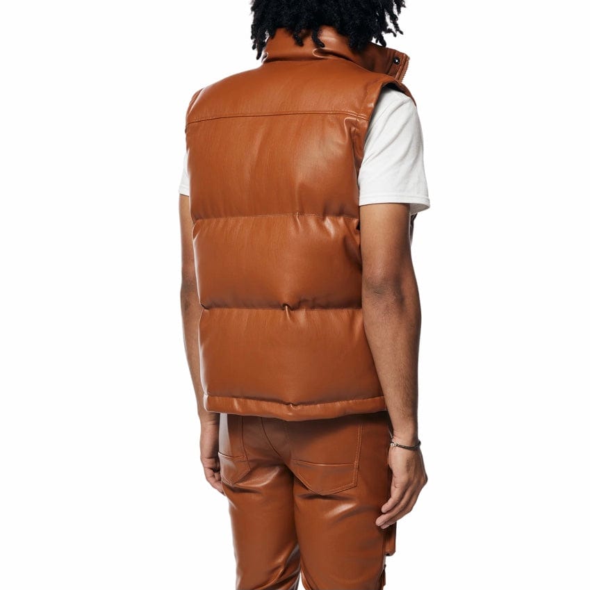 Smoke Rise Utility Vegan Leather Vest (Cognac) WV23685