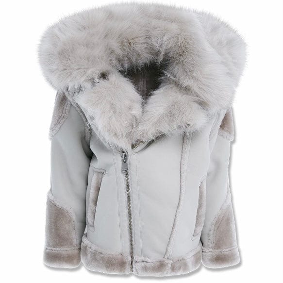 Boys Jordan Craig El Jefe Shearling Moto Jacket (Arctic Wolf) 91625B