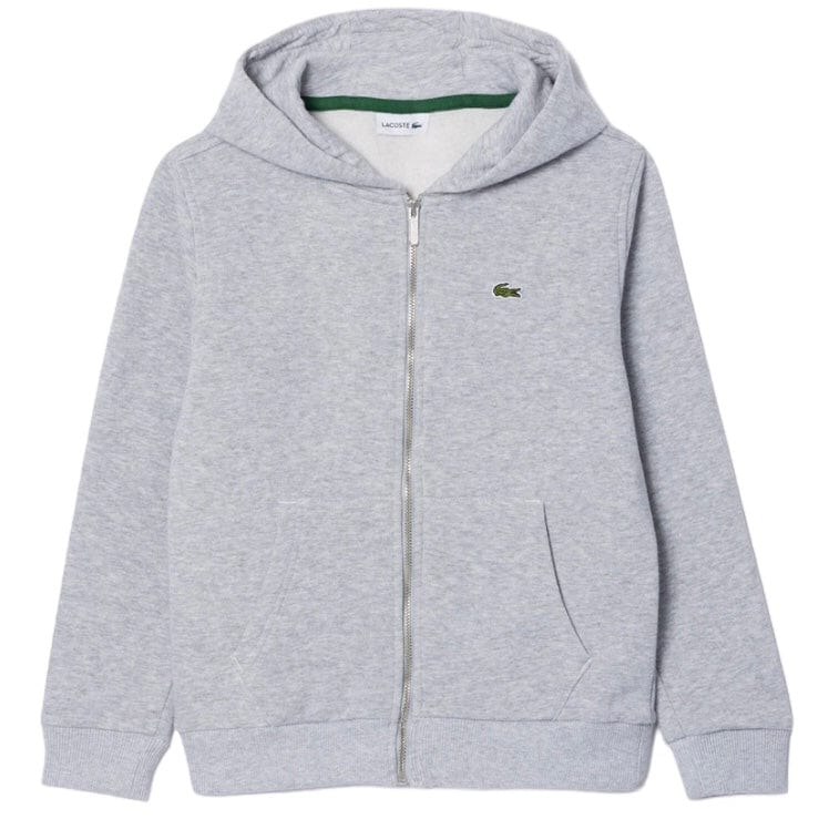 Kids Lacoste Kangaroo Pocket Zip-Up Hoodie (Grey Chine) SJ9723-51