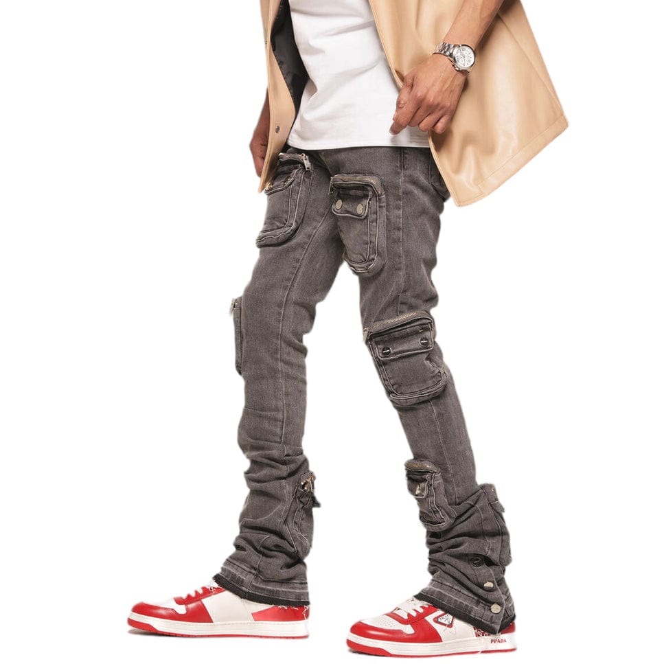 Pheelings "Journey To Greatness" Cargo Flare Stack Denim (Charcoal Grey)