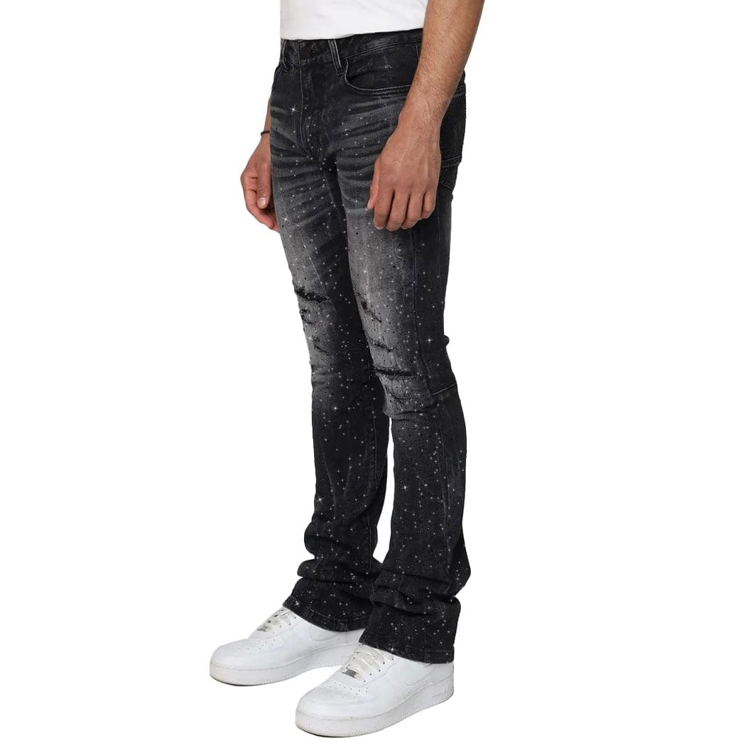 Smoke Rise Stacked All Rhinestone Jean (Hematite Black) JP25536