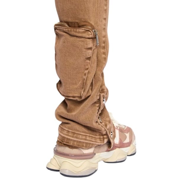 Pheelings "Journey To Greatness" Cargo Flare Stacked Denim (Brown)