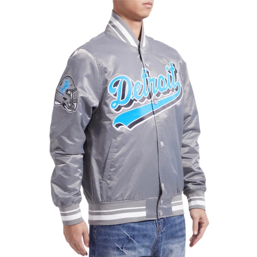 Pro Standard Detroit Lions Script Tail Satin Jacket (Gray) FDL6410252-GRY