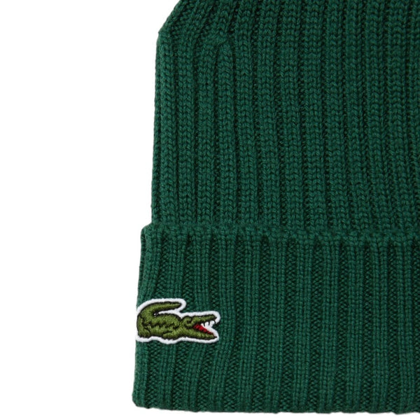 Lacoste Unisex Ribbed Wool Beanie (Green) RB0001-51