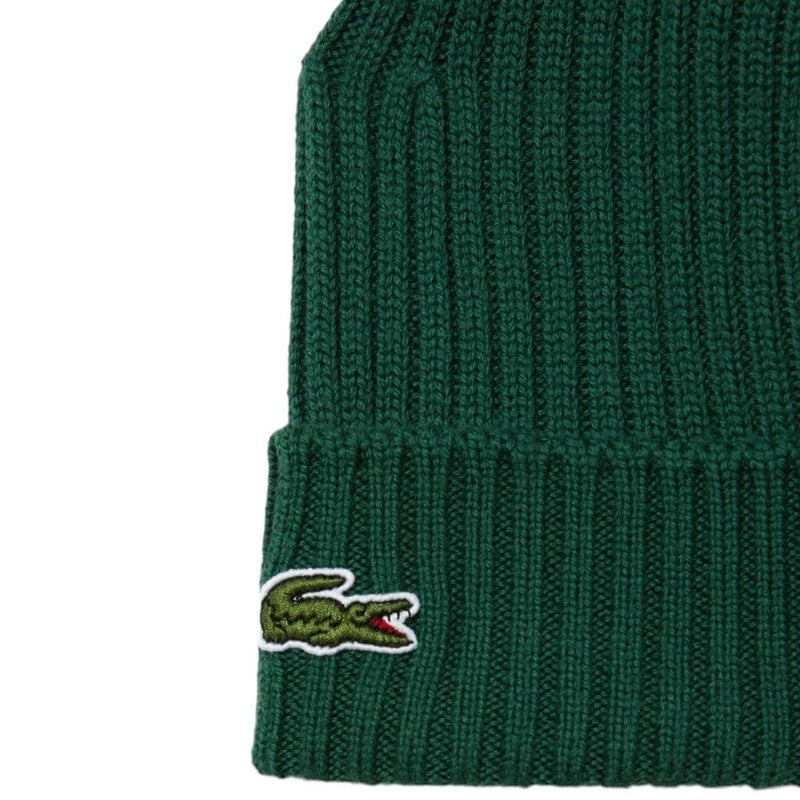 Lacoste Unisex Wool Ribbed Beanie Noir RB0001-00-031