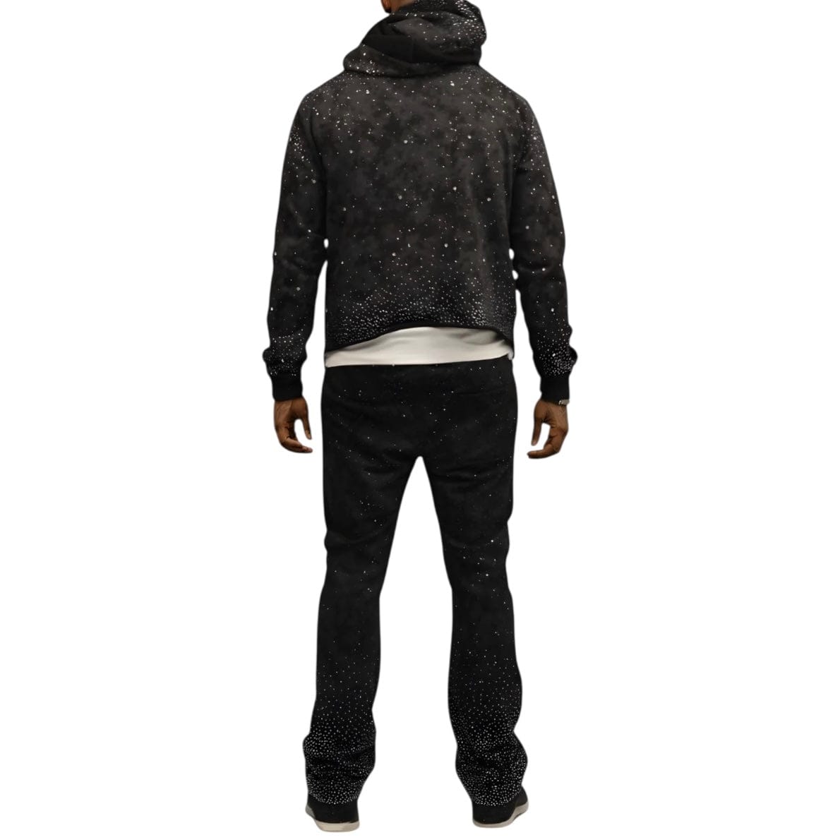 BKYS Stone Rivet Hoodie & Stacked Pants Set (Black)