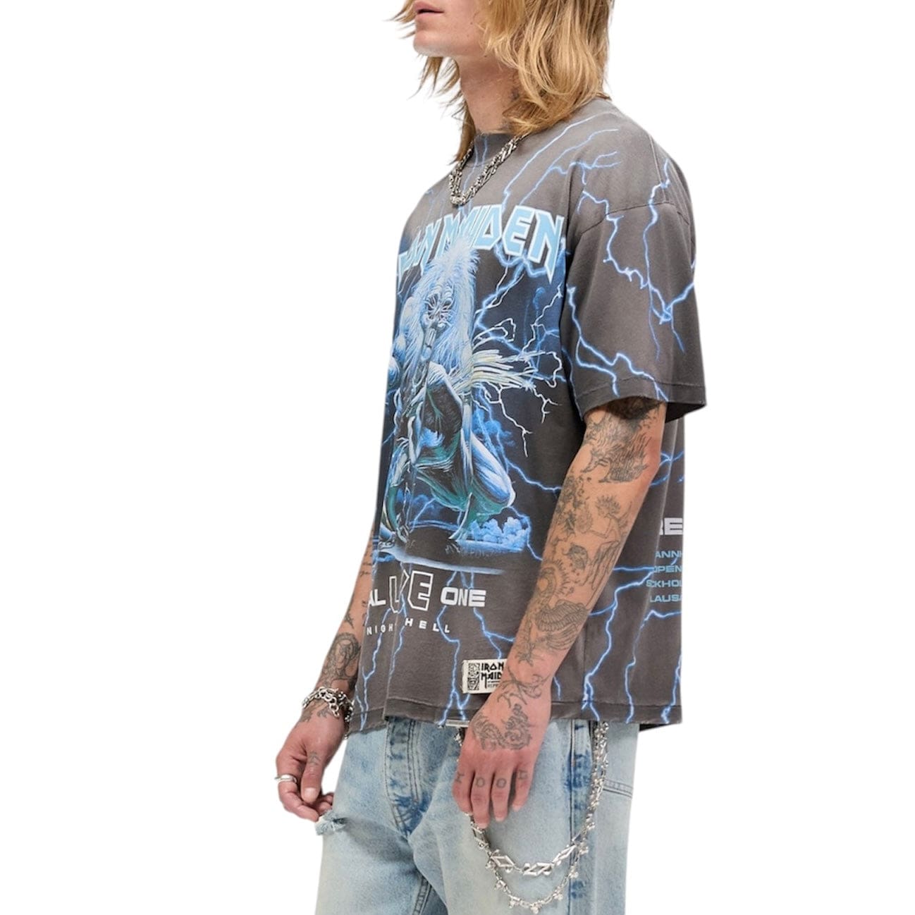 Represent X Iron Maiden A Real Live One T Shirt (Sunfade Grey)
