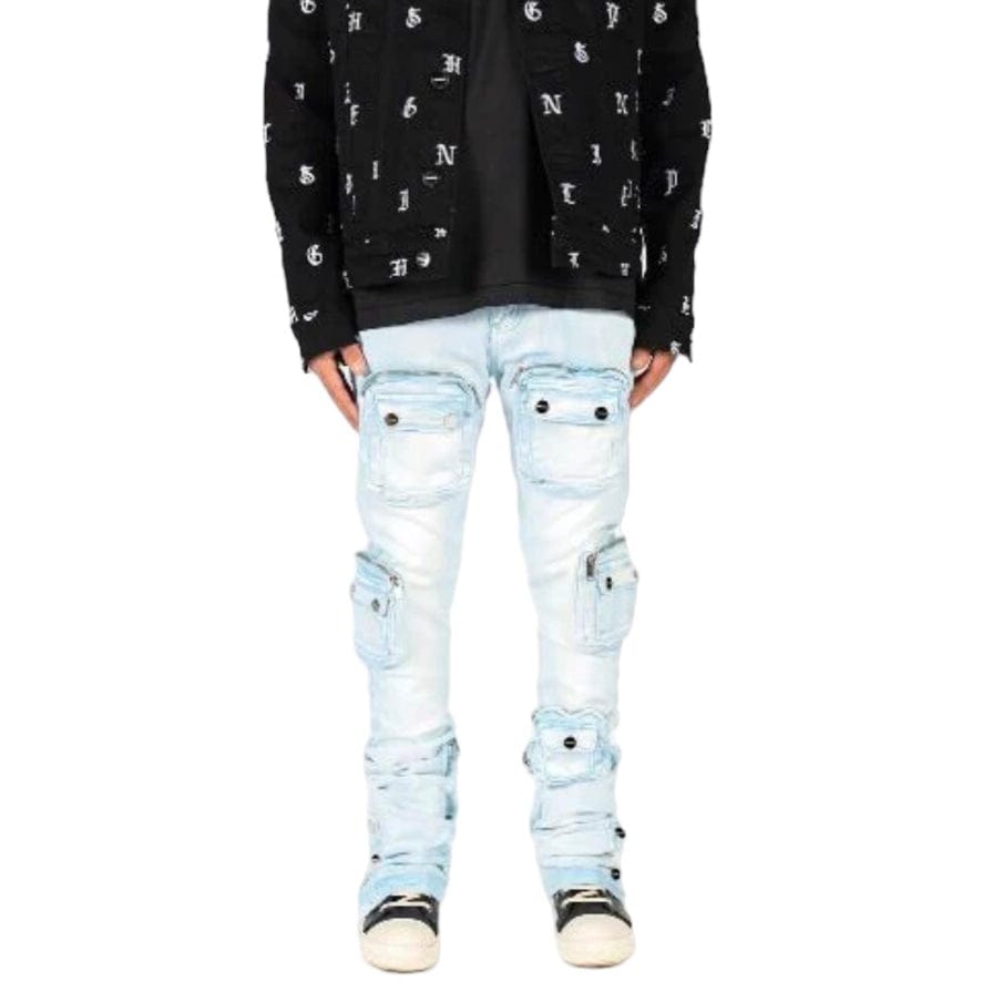 Pheelings "Journey To Greatness" Cargo Flare Stack Denim (Sky Blue/Sand)