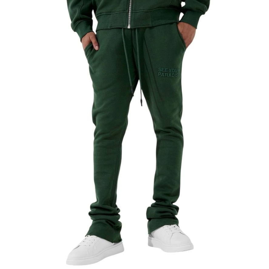 See You In Paradise Tonal Stacked Sweatpants (Deep Olive)