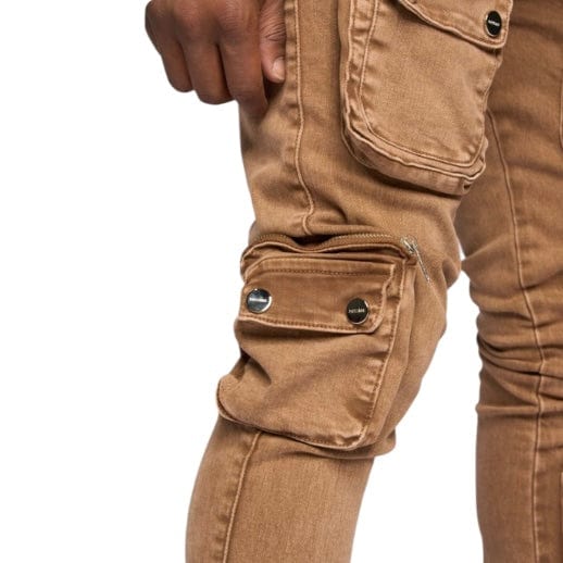 Pheelings "Journey To Greatness" Cargo Flare Stacked Denim (Brown)