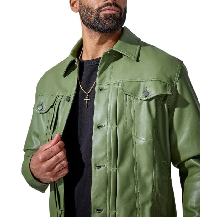 Jordan Craig Thriller Button Up Leather Jacket (Sage) JJ2250