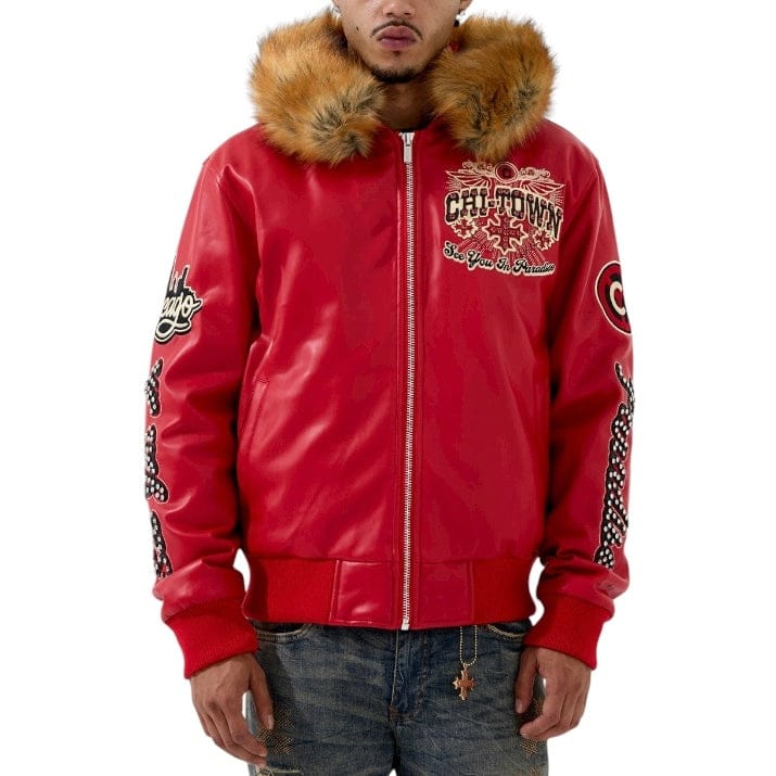 See You In Paradise Windy City Hooded Bomber Jacket (Red) 91748