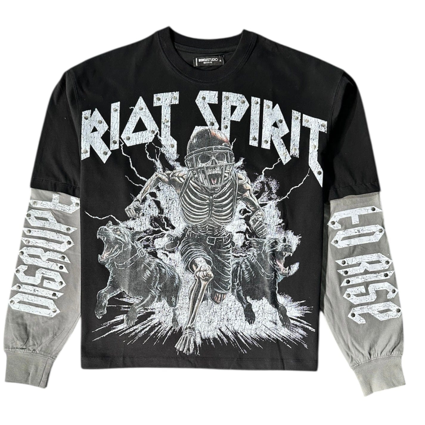 Roku Studio Riot Spirit Boxy Layered Long Sleeve Tee (Black)