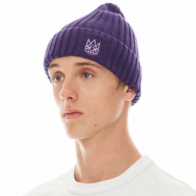 Cult Of Individuality Clean 2 Tone Shimuchan Logo Knit Beanie Hat (Iris)