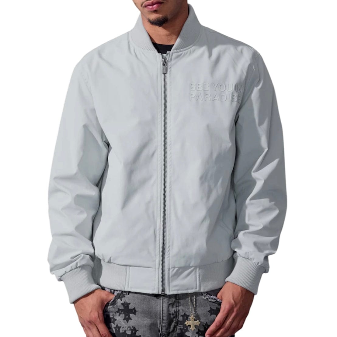See You In Paradise Cruel Intentions Bomber Jacket (Light Grey) 91771