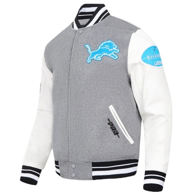 Pro Standard Detroit Lions Old English Varsity Jacket (Heather/White/Black)