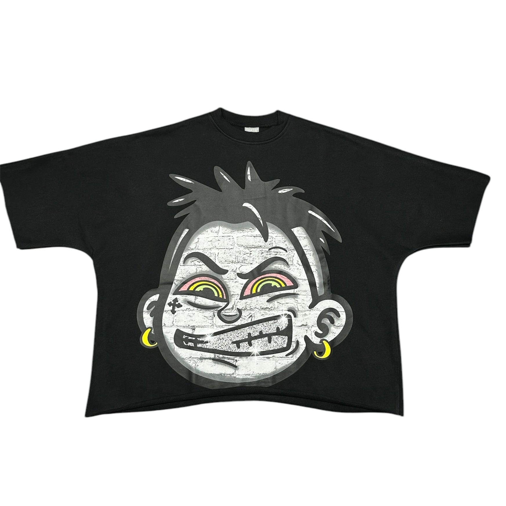 Taker Crazy Big Face Print Oversized SS Tee (Black) TS570