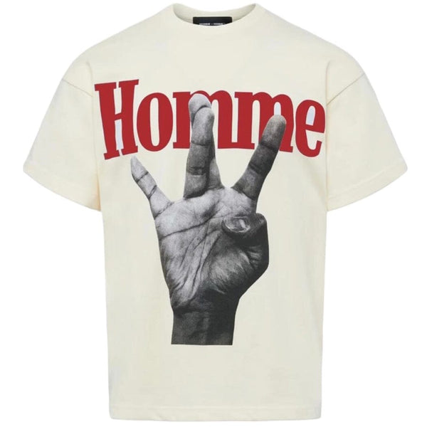 Homme Femme Twisted Fingers Tee (Cream) HFFW202301-1