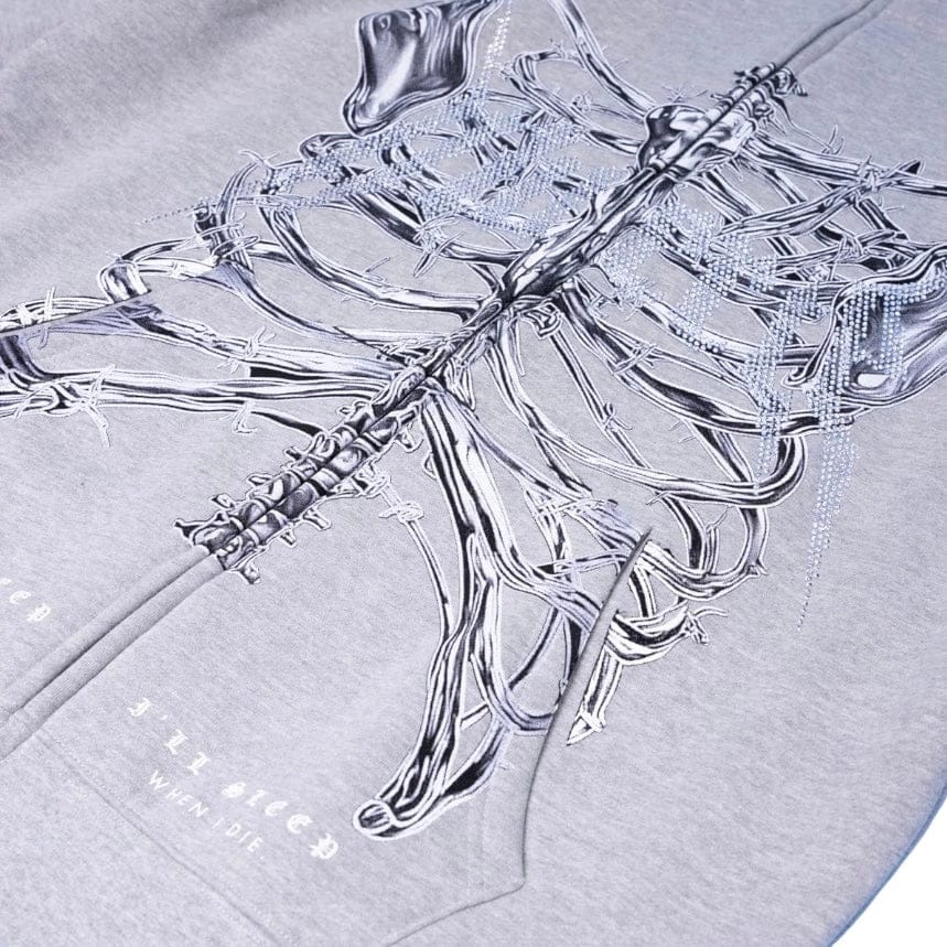 Hasta Muerte T2 Skull Zip Hoodie (Heather Grey)