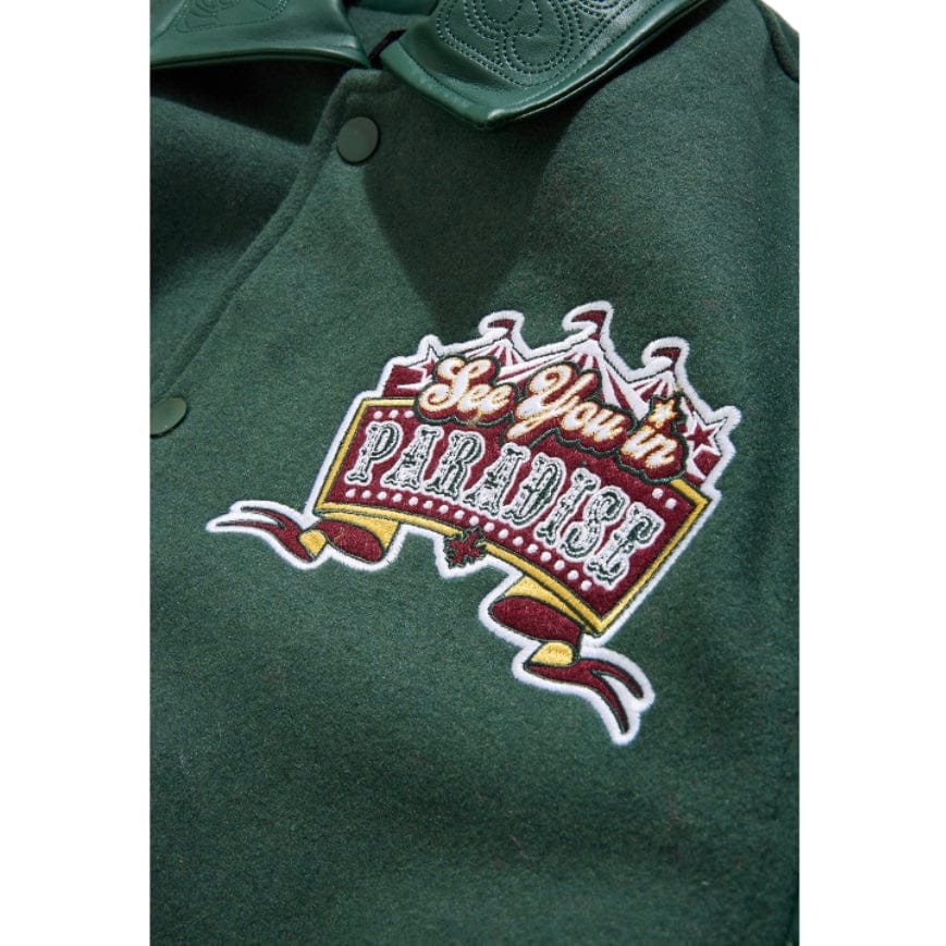 See You In Paradise Smoke & Mirrors Varsity Jacket (Dark Green) 91667
