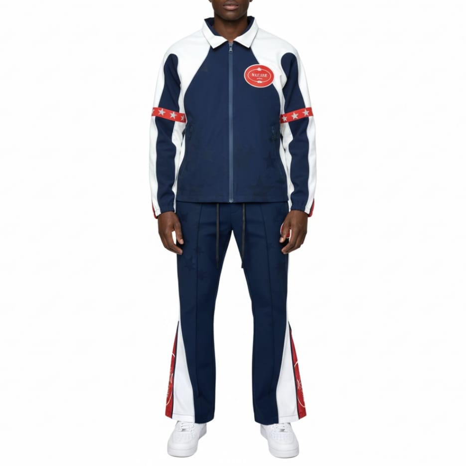 Vie Riche Star Studded Nylon Jacket & Pants Set (Navy) VR1850/VR1851-NVY