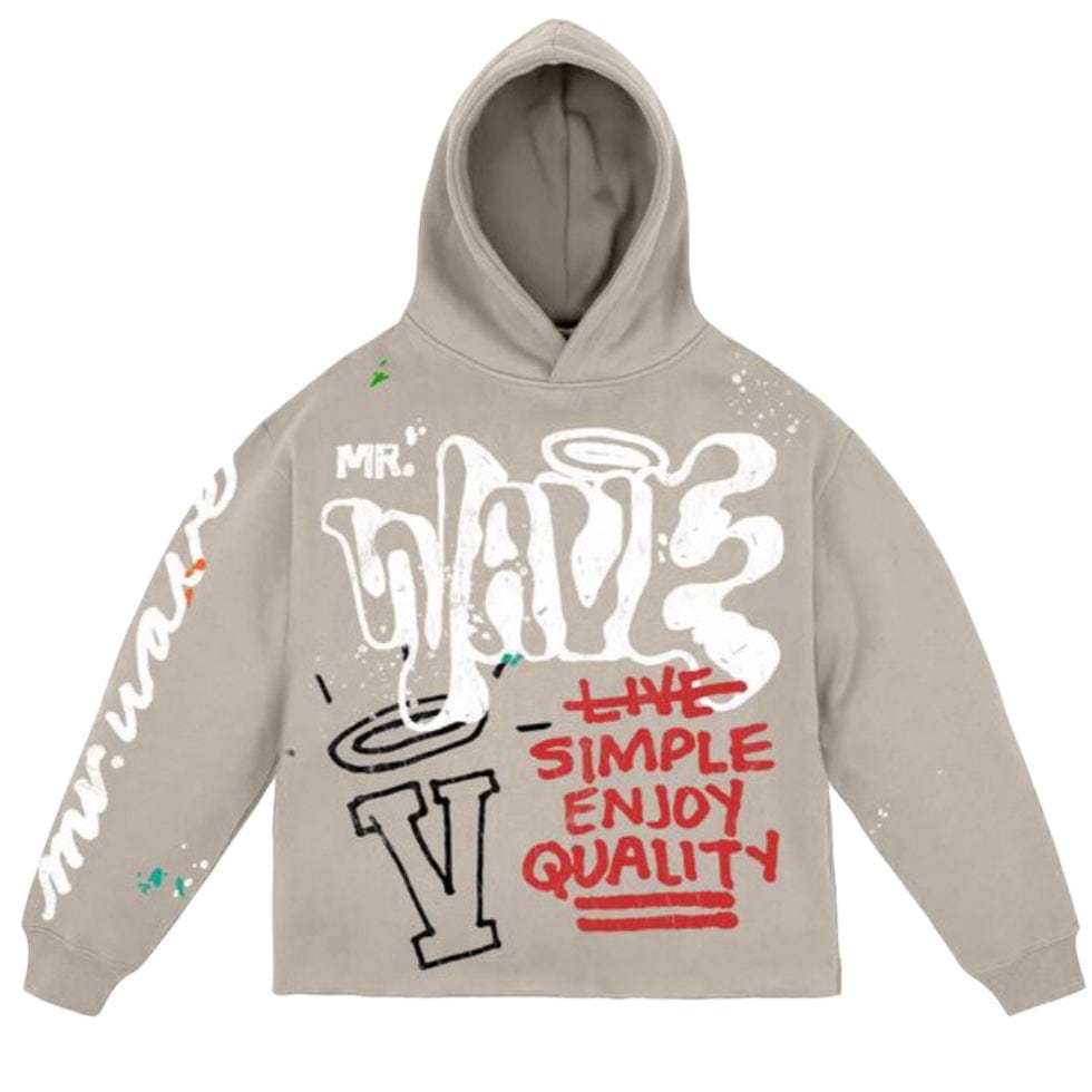 Mr.Wave Wave World Crop Hoodie (Beige)