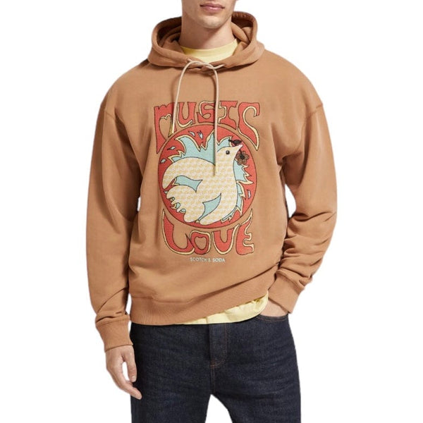 Scotch & Soda Relaxed Fit Artwork Hoodie (Camel) 174509