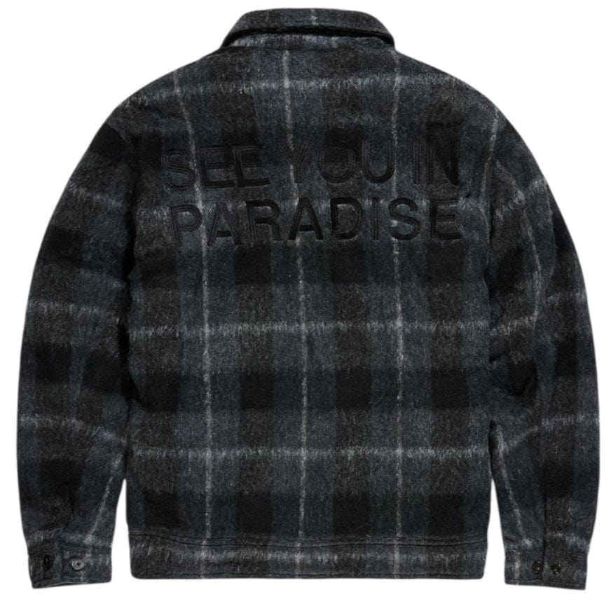 See You In Paradise Hooded Flannel Shacket (Black Shadow) 2568