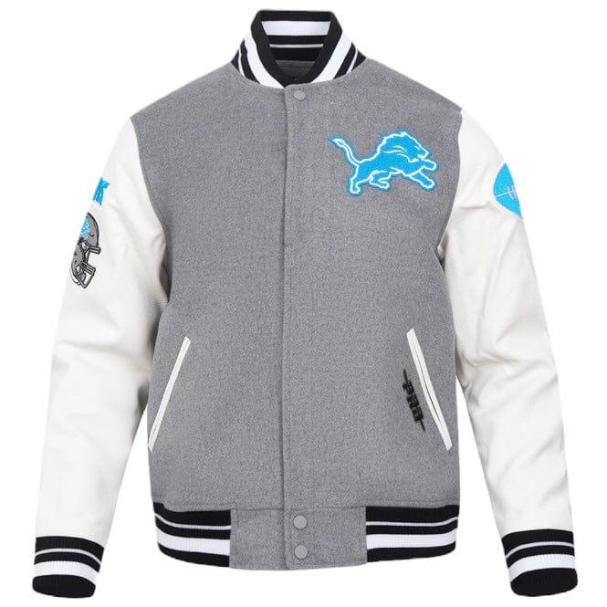 Pro Standard Detroit Lions Old English Varsity Jacket (Heather/White/Black)