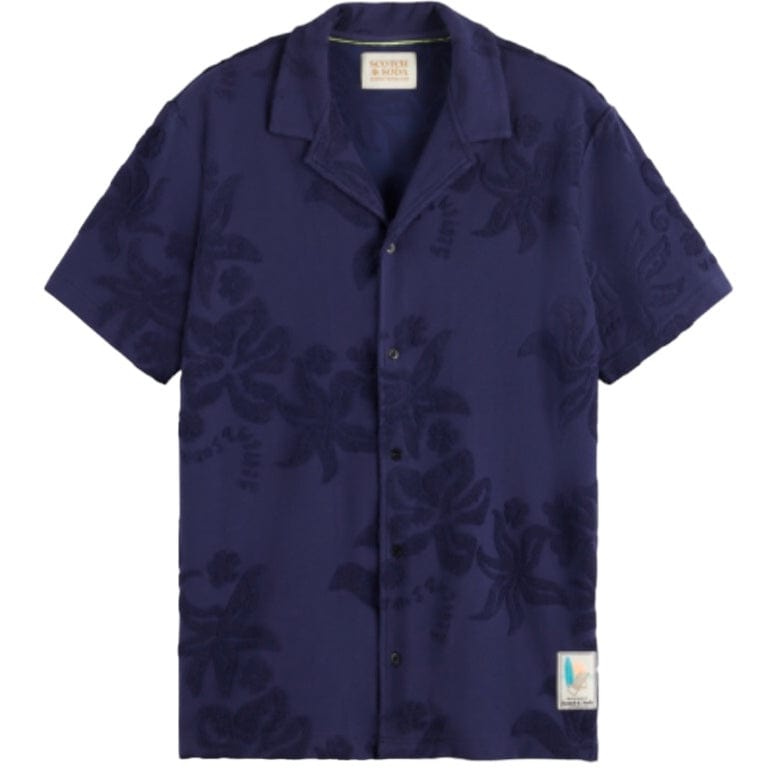 Scotch & Soda Terry Jacquard Short Sleeve Shirt (Navy Blue) 177056